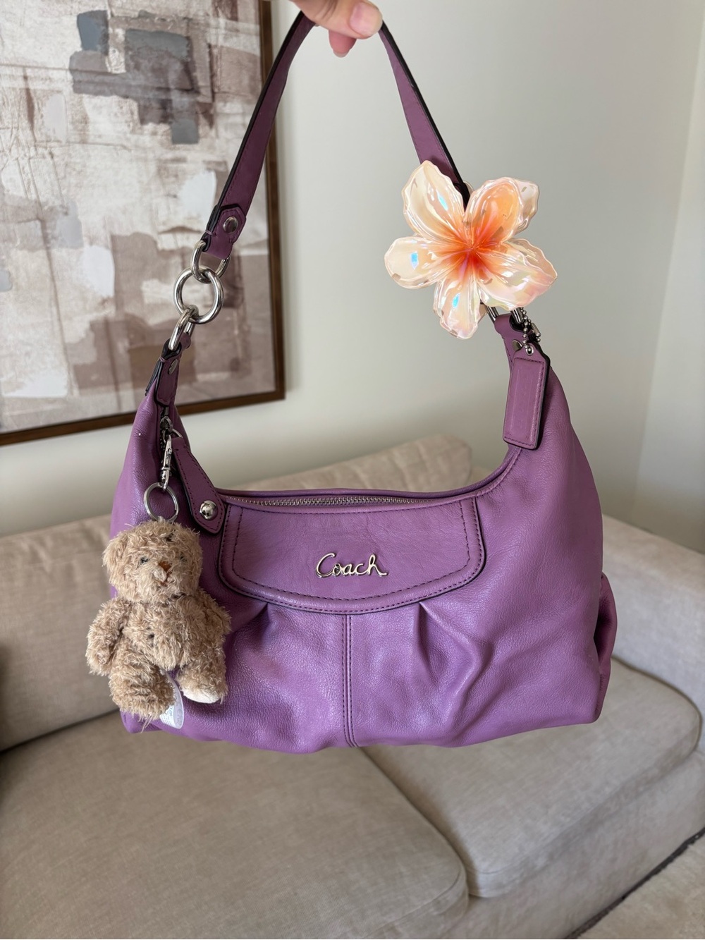 vintage Coach purple leather hobo shoulder bag - Picture 3 of 8